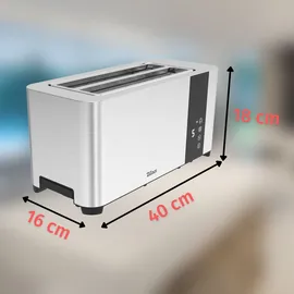 Zilan Scheiben Edelstahl Toaster Mit Brötchenaufsatz und Krümelschublade Toaster Toastautomat Röstautomat 1400 Watt Edelstahl-Gehäuse 7 Stufen