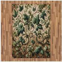 Teppich Flachgewebe Deko-Teppiche für das Wohn-,Schlaf-, und Essenszimmer, Abakuhaus, rechteckig, Blätterdruck Wirbelnde Äste Efeu braun|grün 160 cm x 230 cm