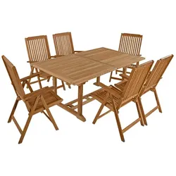 GARDEN PLEASURE Tischgruppe »SOLO«, 7-tlg., Braun, Holz