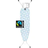 Brabantia - Bügelbrett A - Für Dampfbügeleisen - Kompakt & Faltbar - Höhenverstellbar - Rutschfeste Füße - Perfekt Angepasster Baumwollbezug - Kinder- & Transportsicherung - Fresh Breeze - 110 x 30 cm