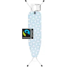 Brabantia - Bügelbrett A - Für Dampfbügeleisen - Kompakt & Faltbar - Höhenverstellbar - Rutschfeste Füße - Perfekt Angepasster Baumwollbezug - Kinder- & Transportsicherung - Fresh Breeze - 110 x 30 cm