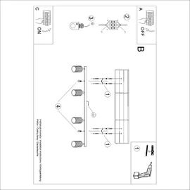 Sollux Lighting KARBON 4L 4xGU10 gold Aluminium 16,5x6,5x81cm