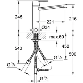 Grohe Get Küchenarmatur, schwenkbar, mit Geräteanschluss, 30198000,