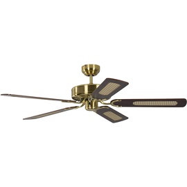 Pepeo Potkuri 132 cm Deckenventilator messing seidenmatt/mahagoni/magahoni-rattan