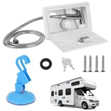 RV Dusche, Außendusche für Wohnmobile Heiß-Kaltschalter Duschkasten Kit mit Schloss, RV Außendusche Box Kit Campingdusche für Marine Wohnmobil Camper Caravan-Weiß