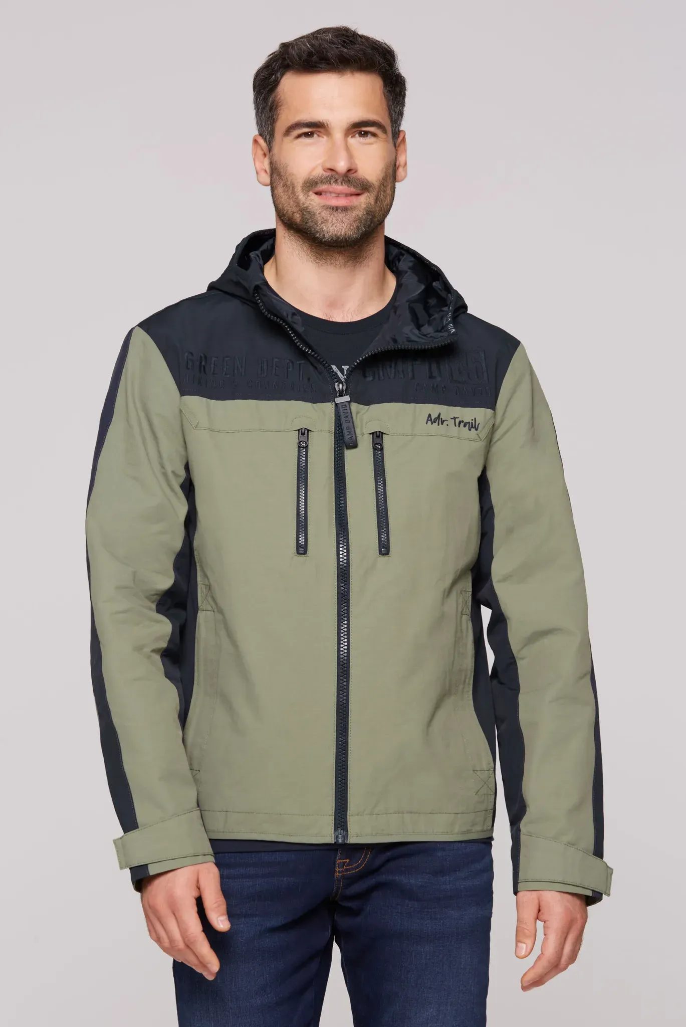 Outdoorjacke CAMP DAVID, Herren, Gr. 4XL, grün, Web, Material: 66% Baumwolle, 34% Polyamid, Futter: 100% Polyester, regular fit normal, eingesetzt gerader Abschluss, Jacken Outdoorjacke, mit Brusttaschen