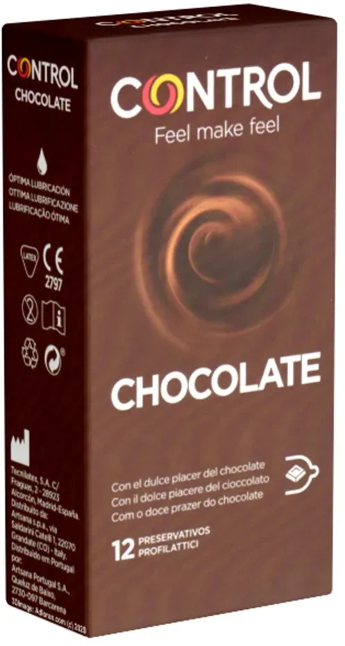 «Chocolate» Passform-Kondome mit Schokoladen-Aroma (12 Kondome) 12 St