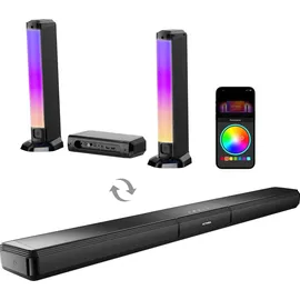 ultimea 5.0-Kanal abnehmbarer Soundbar für Smart-TVs mit RGB-Beleuchtung, App-Steuerung, Spitzenleistung 180W, Bluetooth 5.3, HDMI/OPT/AUX, Apollo S70 - Schwarz