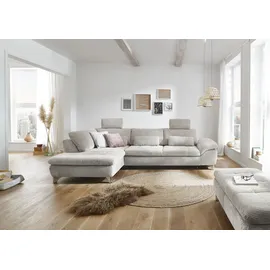 die planbar Ecksofa DIE PLANBAR "MP-IN14007 L-Form", beige (ecru), B:306cm H:84cm T:197cm, 100% Polyester, Sofas, Ecksofa, wahlweise mit Bettfunktion und verstellbaren Kopfstützen, in Cord