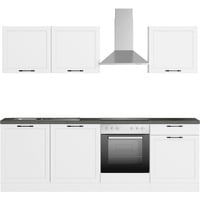 Kochstation Küchenzeile »KS-Lani, mit MDF-Fronten«, Breite 240 cm, wahlweise mit E-Geräten, Höhen-Ausgleichsfüße 0-4 cm, weiß