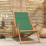 Strandstuhl Klappbar Massivholz Teak Grün