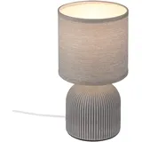 Briloner - Tischlampe mit Stoffschirm, Kabelschalter, Keramikfuß, Lampe, Nachttischlampe, Tischleuchte, Dekolampe Flur, Bürolampe, Leselampe, Wohnzimmer, Schlafzimmer, 15x28 cm (DxH), Grau