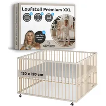 Sämann Laufgitter XXL Matratze Cloud Air & Lattenrost sahara dust/natur, Premium | Gr.: 120x120 cm)
