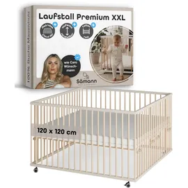 Sämann Laufgitter XXL Matratze Cloud Air & Lattenrost sahara dust/natur, Premium | Gr.: 120x120 cm)