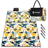 SPRINGOS Picknickdecke 150 x 200 cm Sitzunterlage Sitzmatte Gartendecke Alufolie Bodenanker