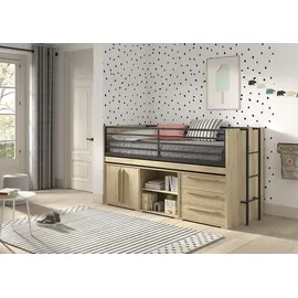 Vipack Stauraumbett Sam 90 x 200 cm Eiche dekor beige