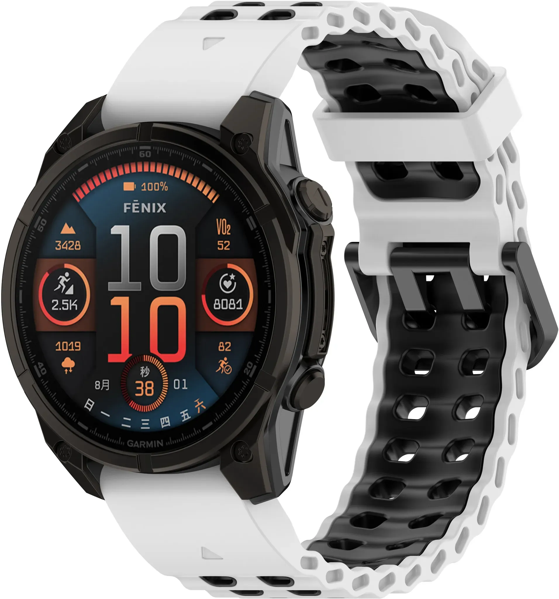 Strap-it Amazfit T-Rex Ultra 2 Armband Silikon 'Sport' für Amazfit T - Weiß/schwarz - Schnallenverschluss