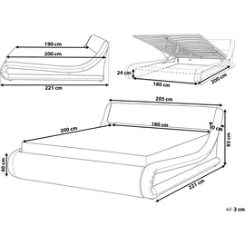 Beliani Bett mit Stauraum Kunstleder AVIGNON 180 x 200 cm Silber