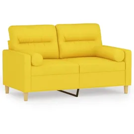 vidaXL 2-Sitzer-Sofa mit Zierkissen Hellgelb 120 cm Stoff