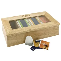 APS Teebox mit 4 Kammern natur mehrfarbig, 33.5x9x20 cm