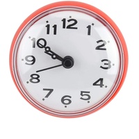 HERCHR Bunte Badezimmeruhr, Runde Uhr Arabische Digitaluhr Kleine Uhr mit Saugnapf für Badezimmer, Küche, Zuhause(rot)