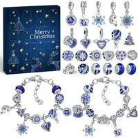 Adventskalender 2025 Mädchen Schmuck, Frauen Weihnachtskalender Füllung Charms Armband Teenager kinder Schmuck Bastelset, Damen Weihnachts Geschenk - Blau