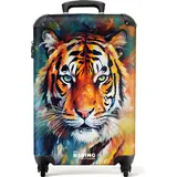 NoBoringSuitcases.com NoBoringSuitcases.com® Handgepäck Koffer Reisekoffer, mit Rollen, TSA Schloss, Hartschalenkoffer, Koffer Handgepäck, Trolley 55x40x20, Suitcase, Handgepäck 55x40x20 cm (Tiger - Orange)