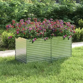 vidaXL Garten-Hochbeet verzinkter Stahl rechteckig 160 x 80 x 77 cm Silber 