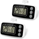 Kühlschrank-thermometer, 2 Wasserdichte Gefrierschrank-thermometer Mit Haken, Max/min-aufzeichnungsfunktion, Leicht Ablesbares Lcd-display, Perfekt Für Zuhause (weiß Und Schwarz)