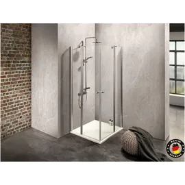 Dusbad Vital 2 Eckdusche mit Pendeltür links 80 x 112 cm gold ESG-Glas