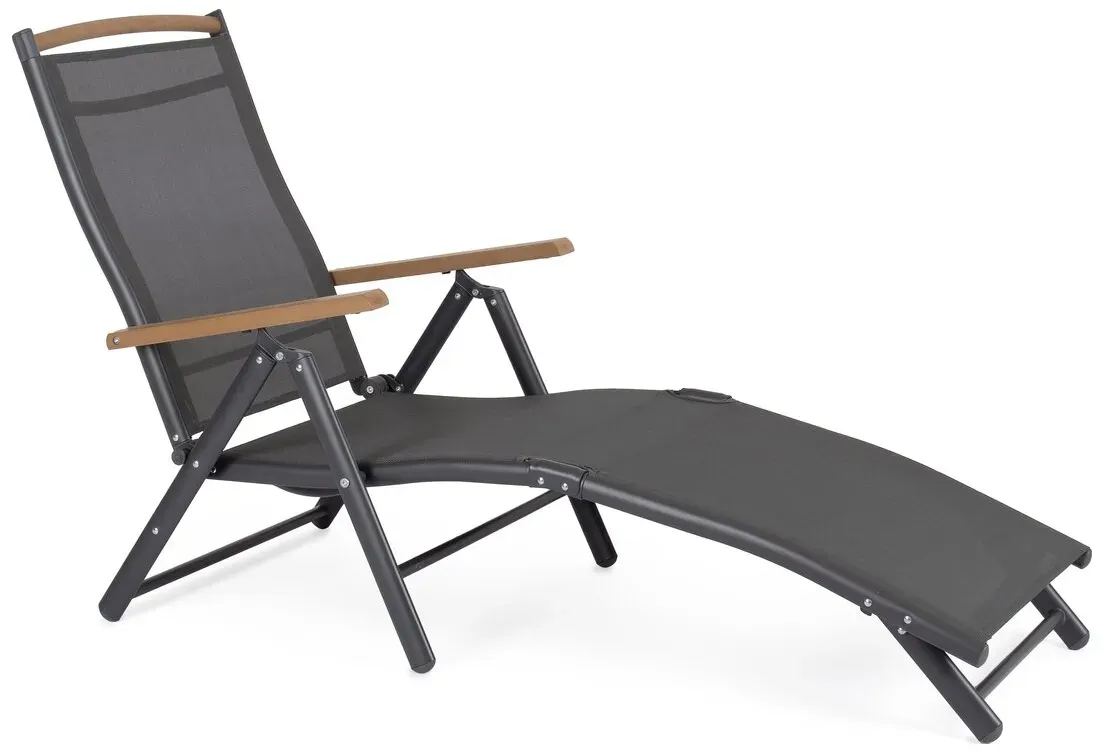 2er-Set Gartensessel Steamer Niagara Verstellbar - Aluminium & Textilene, Dunkelgrau