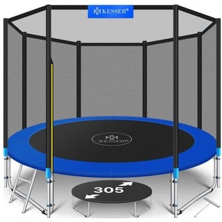 Kesser  Trampoline Komplettset 305 cm inkl. Sicherheitsnetz, Leiter und Randabdeckung blau