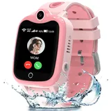Smartwatch Kinder, 4G Kinder Smartwatch mit GPS und Telefon, IP68 Wasserdicht GPS Uhr Kinder mit SOS Videoanruf Voice Chat Schulmodus Spiel Wecker Kinderuhr Geschenk für Mädchen und Jungen 3-14 Jahren