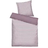 Tom Tailor Renforcé-Bettwäsche, 80x80 cm + 155x220 cm, 100% Baumwolle/ Renforcé, mit Wendemotiv und farbigem Markenreißverschluss, MEDIUM STRIPES Lila, Weiß (Cozy Mauve & Crisp White)