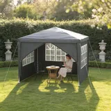 Suusolny 3x3 m Pavillon Mit Steckrohr Konstruktion, Stabil Wasserdicht UV-Schutz Gartenpavillon Ink Erdnägel & Abspannseilen, Festzelt Bierzelt Camping Zelt mit Seitenteilen & Fenstern-Anthrazit