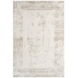 Carpet City Teppich Wohnzimmer - Creme, - 80x150 cm - Klassisch Modern - Vintage, Bordüre - Teppiche Kurzflor Schlafzimmer, Esszimmer