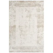 Carpet City Teppich Wohnzimmer - Creme, - 80x150 cm - Klassisch Modern - Vintage, Bordüre - Teppiche Kurzflor Schlafzimmer, Esszimmer