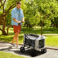 PawHut Hundewagen 2 in 1 Khaki bis 10 kg