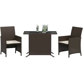 vidaXL 3-tlg. Bistro-Set mit Kissen Braun Poly Rattan