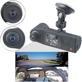 NavGear Full-HD-Dashcam mit 2 Kameras für 360°-Panorama-Sicht, G-Sensor