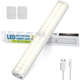 Aigostar LED Schrankbeleuchtung Unterbauleuchte Küche mit Bewegungsmelder Wiederaufladbar 3000mAh Schrankleuchten Küchenunterbauleuchte Flach LED Sensor Licht 4000K Warmweiß