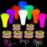 kelav Knicklichter Party Set, 150 Stück Neon Party Leuchtarmbänder, 8 Farben Glow Sticks Leuchtstäbe Knicklichter, Neon Knicklichter Ketten Sets für Festival Zubehör Hochzeiten Weihnacht