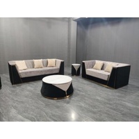 JVmoebel Sofa Medusa Couch Set Garnitur 3+2 mit Couchtisch Sofagarnituren, 3 Teile grau|schwarz