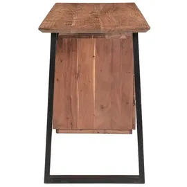 miliboo Schreibtisch aus massivem Akazienholz und schwarzem Metall mit 3 Schubladen B130 cm Horace