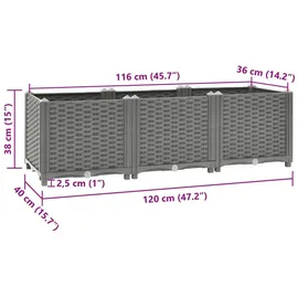 vidaXL Hochbeet 120x40x38 cm Polypropylen