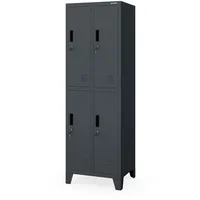 Jan Nowak Spind Metall Schliessfachschrank 4 Fächer Metallschrank abschliessbar 172 x 56 x 45 cm Sozialschrank mit Belueftung Kleiderstange Personalspind