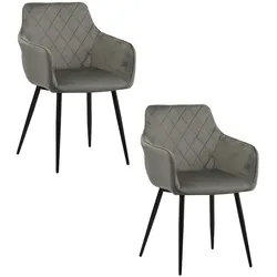 ALBATROS Esszimmerstühle 2er Set SALO, Grau - Modern und Stilvoll, bequemer Polsterstuhl - Eleganter Küchenstuhl, Stuhl Esszimmer