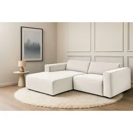 Home Affaire Ecksofa HOME AFFAIRE "Noord mit Kedernaht, Breite 234 cm, L-Form", beige (cream), B:234cm H:71cm T:161cm, 100% Polyester, Sofas, Ecksofa, Cord, Struktur, Webstoff, mit Wellenunterfederung, Massivholzrahmen