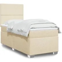 vidaXL Boxspringbett mit Matratze Creme 180x200 cm Stoff