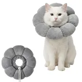 Halskrause Katze, Weiche Blumen Elisabethanischer Katzenkragen, Leckschutz Katzen Halskrause für Katzen Kleiner Hunde Nach Operation - Grau, L